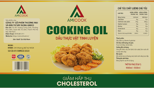 Dầu Ăn Amicook Dầu Thực Vật Tinh Luyện can 9.5l