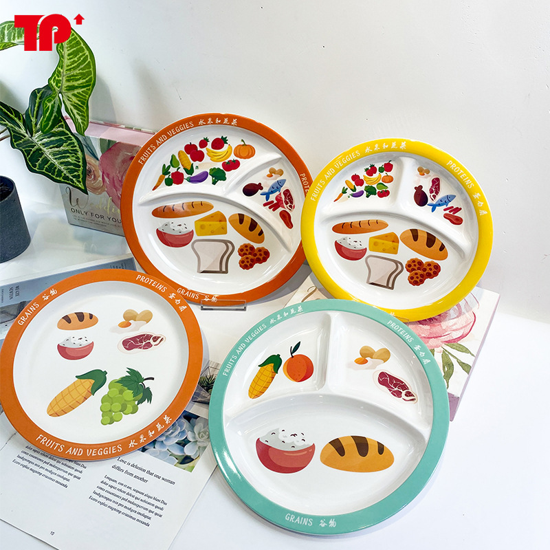 Khay đĩa thức ăn đơn | Khay 3 ngăn, 1 ngăn hình thực phẩm