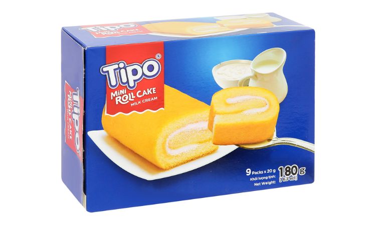 Bánh bông lan cuộn kem sữa Tipo