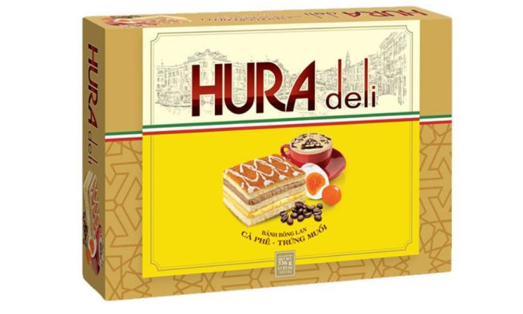 Bánh bông lan tầng kem cà phê - trứng muối Hura Deli 