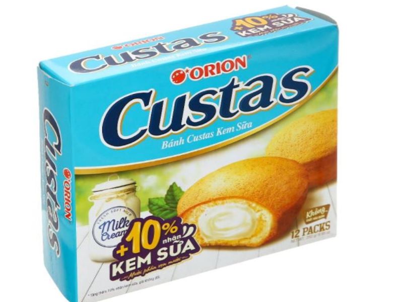 Bánh bông lan Custas nhân kem sữa