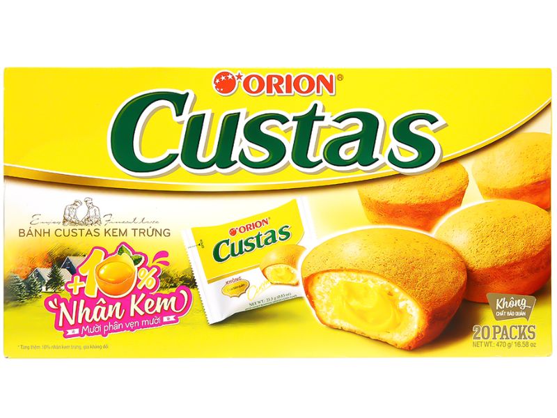 Bánh bông lan Custas nhân kem trứng