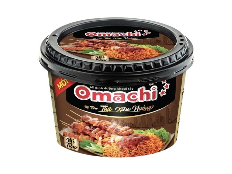 Mì trộn Omachi thịt xiên BBQ 